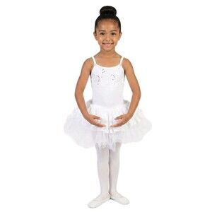 Duck Crossing Girls Sequin Ballet Lace Tutu Skirted Leotard Dress Wedding White